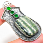 Banded Green Opal, Diopside 925 Sterling Silver Gift Pendant 2.88 c2w78