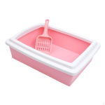 Cat Litter Bedpan for All Kinds of Sturdy Splashproof Easy to Clean Durable High Sided Pink