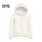 Naiste talve sulejope kapuutsi ja t&otilde;mblukuga taskud T&otilde;mblukuga polsterdatud &uuml;hev&auml;rvilised l&uuml;hikesed &uuml;ler&otilde;ivad pikkade varrukatega Kerge &otilde;huke jakk S valge