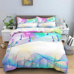 Muusikam&auml;rk Tekikate Muusikaline Notatsioon Unistuste Teema Sinine Must Kate Teismelistele Poistele Lastele T&uuml;drukutele Kingitus Voodipesu Komplekt Tekikate Dekoratsioon 135x200cm 2pcs