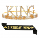 Tiara meestele s&uuml;nnip&auml;evaks, s&uuml;nnip&auml;eva King Sash ja kroonikomplekt meeste s&uuml;nnip&auml;evapeole Black Sash