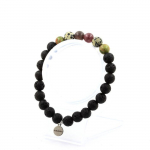 Pierres et Min&eacute;raux. Bracelet Perles Rubis de Mogok, Birmanie, Myanmar + Unakite + Jaspe Fabriqu&eacute; en France.