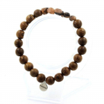 Pierres et Min&eacute;raux. Bracelet Andalousite des USA + Perles bois 8 mm. Fabriqu&eacute; en France.