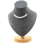 Pierres et Min&eacute;raux. Collier 10 perles Pierre de lune du Sri Lanka 8 mm Chaine en acier Collier femmes, hommes. Taille personnalisa