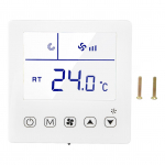 Digitaalne termostaat ventilatsioonifunktsiooniga, t&auml;pne LCD-ekraan, kliimaseadme temperatuurikontroller jaoks
