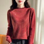 Naiste ka&scaron;miirist sviiter Qinghe ka&scaron;miir 30% ka&scaron;miir 70% vill s&uuml;gis-talvine ka&scaron;miir pullover pehme ja soe L punane