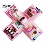 Plahvatuslik kinkekarp 5-kihiline suupistete plahvatuskarp DIY scrapbooking-karp aastap&auml;evaks, s&uuml;nnip&auml;evaks, valentinip&auml;evaks, pulmakingiks roosa