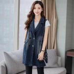 Naiste teksavest plusssuuruses kaherealised varrukateta Jean Ladies pika vestiga elegantsed naiste mantlid L