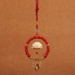 Sodiaagiaasta Cinnabar Lotus autoripats: Kuue t&auml;hem&auml;rgiga moto tahavaatepeegli ornament