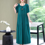 Naiste kleit Suvised vintage riided vabaaja l&uuml;hikeste varrukatega pikk kleit naistele suvekomplekt 5XL