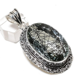 Natural Black Rutile Gemstone 925 Sterling Silver Jewelry Pendant 2.36 t2j20