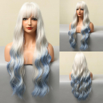 LOUIS FERRE Pikk Platinablond Laineline S&uuml;nteetiline Parukas Valgetele Naistele Ombre Hele Blond Parukas Tukkidega Igap&auml;evaseks Cosplay'ks K&otilde;rge Temperatuur LC5121-1