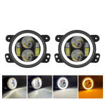 4-tolline Angel Eyes Autouduvalgusti K&otilde;rge ja Madala Valgusvihuga Hoiatustuli Veekindel LED &Uuml;mar Uduvalgusti Auto p&auml;evas&otilde;idutuled (DRL) Jeep Wrangler JK jaoks new 2pcs