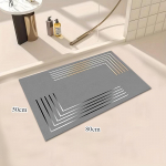 Luksuslik Paks Libisemiskindel Diatomiitmuda Matt - Pehme, Imav, Kiiresti Kuivav, Elegantne Hall ja Kuldne Triibuline Disain. Ideaalne k&ouml;&ouml;ki, vannituppa 50*80cm/19.69*31.50in