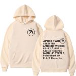 Aphex Twin Ambient Works Records Prindiga Kapuutsiga Naiste Unisex Harajuku Hip Hop Punk Dressipluus Moodne Vabaaja Fliisist Kapuutsiga Dressipluus Streetwear L beež