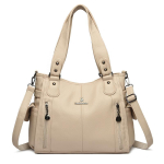 Kvaliteetne pehme nahast &otilde;la-crossbody kott naistele Suure mahutavusega luksuslik kott Br&auml;ndidisaineri k&auml;ekott 33cm 28cm 13cm beige