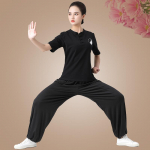 Suvine Tai Chi riietus Treeningriietus Naised Hiina stiilis V&otilde;itluskunstide riietus Kost&uuml;&uuml;m Esinemisriietus XL must