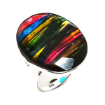 Natural Dichroic Glass Gemstone 925 Sterling Silver Jewelry Ring Size 8.5 d3s30
