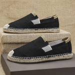 Moodsad espadrillid meestele Vintage stiilis libisemiskindlad vabaajajalatsid 2025 kevad Kuuma m&uuml;&uuml;gi meeste tossud korterid linane meesterahva king 39 must