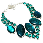 Blue Labradorite,Tsavorite Handmade 925 Sterling Silver Necklace 18 s9s12