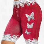 Naiste mood 3D Butterfly Lilleprinter Teksap&uuml;ksid Retuusid Plus Size Jeggings L&uuml;hikesed p&uuml;ksid Retuusid L