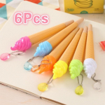 6 Pcs batch Ice Cream Pen Cartoon Writing Cute Gel Pen Children's Day Gift 0.38 Mm Gel Pen School Supplies Office Accessories