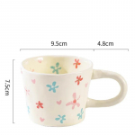 K&auml;sitsi kokkusurutud keraamilised kruusid ja alustassid Kohvitass Armsad k&auml;sitsi maalitud lillelised mustika-Armastus-piima-teetopsid Hommikus&ouml;&ouml;gin&otilde;ukruusid 300ml