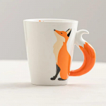 350 ml Creative Fox 3D Cartoon kohvikruusid k&auml;epidemega Isikup&auml;rastatud kontoritass Loomade keraamiline kruus Teetass Korea piimakruus 350ml