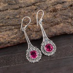 Roosa turmaliini v&auml;&auml;riskividega ehted, 925 sterlingh&otilde;bedast k&otilde;rvar&otilde;ngad, k&auml;sitsi valmistatud suurep&auml;rased ehted, disainerk&otilde;rvar&otilde;ngad kingitus naisele 2.42 Inches roosa