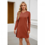 Naiste &uuml;mara kaelusega l&otilde;hikuga dressipluus pikkade varrukatega vabaajakleit S kaamel