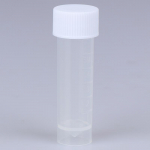 5 ml plastikust katseklaasi viaal spiraalselt sulgeva korgiga 15*60mm valge