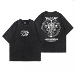 Anime Fullmetal Alchemist Vintage Pestaudusega T-s&auml;rk &Uuml;isuuruses Puuvillased T-s&auml;rgid Meeste T-s&auml;rk Puuvillane Streetwear Unisex Top 3XL