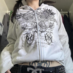 Goth Vintage Hoodies Y2K Grunge Graafiline pikkade varrukatega kapuutsiga dressipluus Harajuku Jaapani esteetilised naised S