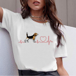 Kawaii T-s&auml;rk naiste Beagle Bordercollie Malinois Naljakas T-s&auml;rk Cute Whipp M valge