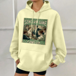 Naiste Mood Retro Tr&uuml;kiga Vabaaja Kapuutsiga Pusa Taskutega XL kollane