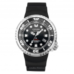 Citizen Promaster Kummirihm Must sihverplaat Eco-Drive Sukelduja BN1024-01E 300M Meeste k&auml;ekell must