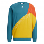Adidas Originals Trefoil Colorblock Logo Prindiga &Uuml;mmarguse Kaelusega Huppar Meeste Pealisr&otilde;ivad Kollane HB6857 M