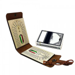 Kokkupandav Cribbage'i lauam&auml;ngu komplekt L&otilde;bus lauam&auml;ng puidust laua ja kunstnahast &uuml;mbrisega Klassikaline Cribbage'i m&auml;ng t&auml;ispakiga kaarte