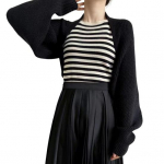 Naiste Kootud Kampsun Sall Lahtised Nahkhiire Varrukad &Uuml;hev&auml;rviline Kudumismantel L&uuml;hikese Stiiliga Sallmantel S&uuml;gis-Talvine R&otilde;ivas beež