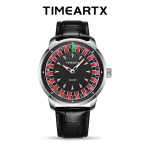 TIMEARTX Meeste Helendava Numbrilauaga Kvarts Nahkrihmaga K&auml;ekell - Veekindel & Trendikas