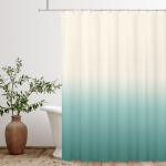 Ombre Bež Salvei Du&scaron;ikardin, Lubjaroheline Tekstuurkangas Gradient Vannitoa Dekoor Veekindel Vannitoakardinate Komplekt Konksudega W90xH180cm