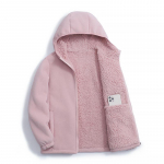 Naiste kapuutsiga fliisvoodriga puuvillajakk: Soe, lahtise l&otilde;ikega, l&uuml;hike stiil s&uuml;giseks ja talveks, saadaval pluss suuruses. 4XL roosa