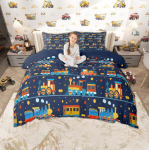 Homewish Laste Multikate Auto Tekikott Komplekt 2tk/3tk, Armas Rong Veoauto Traktor Voodipesu, Transporditeemaline Voodikomplekt DE M 155x220cm 2pcs&set