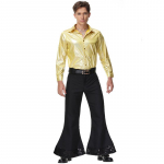Meeste Retro 70ndate Hippie Disko Laulja Tantsija Litritega S&auml;rk Topp P&uuml;ksid Komplekt Halloweeni Cosplay Kost&uuml;&uuml;mid Rollim&auml;ngu R&otilde;ivad M kuld