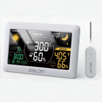 WiFi Ilmajaam Juhtmevaba Sise- ja V&auml;listemperatuuri/Niiskuse M&otilde;&otilde;tja Seinakell &Auml;ratusefunktsiooniga R&otilde;hk &Auml;pp Online Ilmaennustuse J&auml;lgimine