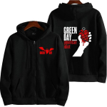 Meeste S&uuml;gisene Kampsun-Kapuutsikas Green Day Saviors Tr&uuml;kitud T&otilde;mblukuga Pullover &Uuml;hev&auml;rvilised R&otilde;ivad L&otilde;tv Harajuku Hip Hop Topid L black