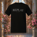 2025 suvi uus Replay Jersey S&Auml;RK Perifeerne Muster Tr&uuml;kk Luksusbr&auml;nd Puuvillane Naiste T-s&auml;rk L&uuml;hikeste varrukatega S mitmev&auml;rviline