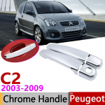 for Citroen C2 2003~2009 Chrome Exterior Door Handle Cover Car Accessories Stickers Trim Set of 2Door 2004 2005 2006 2007 2008 for 2 Door