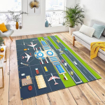 Lennuv&auml;lja Rulleeeniga Vaip Lennukiga M&auml;nguvaip Kodu Kaunistus Libisemisvastane Pehme P&otilde;randamat Lastele Elutuba Terminali Tee Kujundus 80x120cm