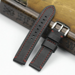 18 19 20 21 22 mm pehme must valgete punaste &otilde;mblustega ehtsast nahast kellarihm Samsung S2 S3 Military Big Pilot kellarihm 18mm
